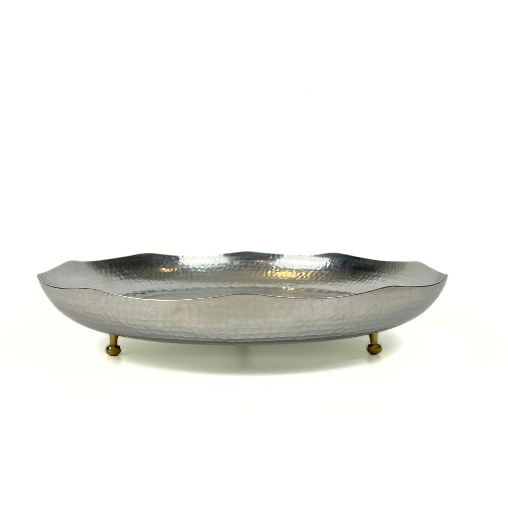 Atlas Copper Round Dish with Brass Base image 0