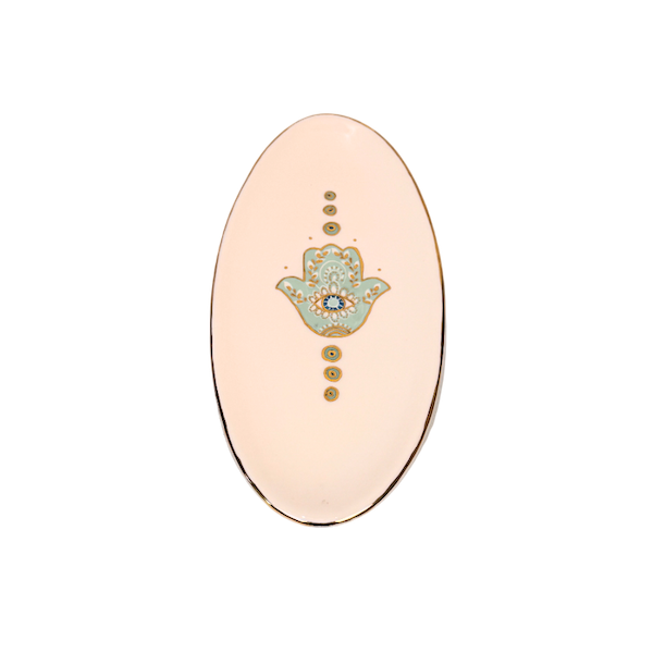Medium Hamsa Oval Dish - Light Green image