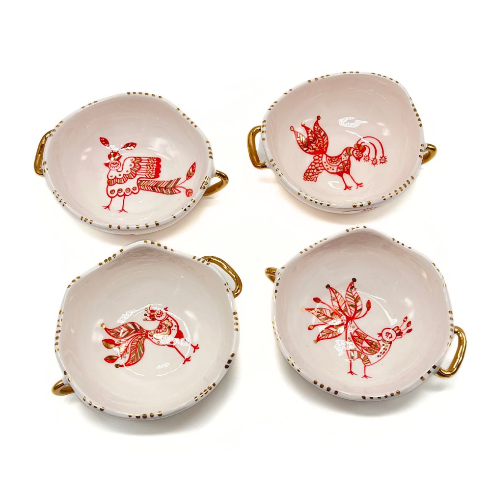 Bowl with Red and Gold bird 2 image 6