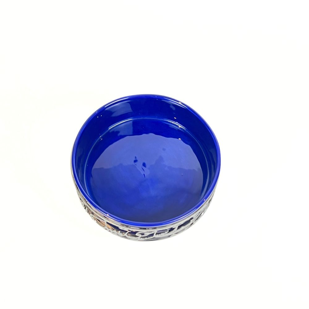 Dark Blue Calligraphy Bowl With Base image 4