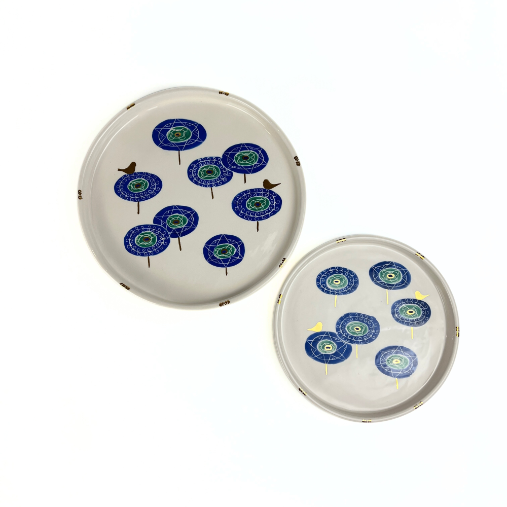 Nazar Round Dish with Bird Pattern