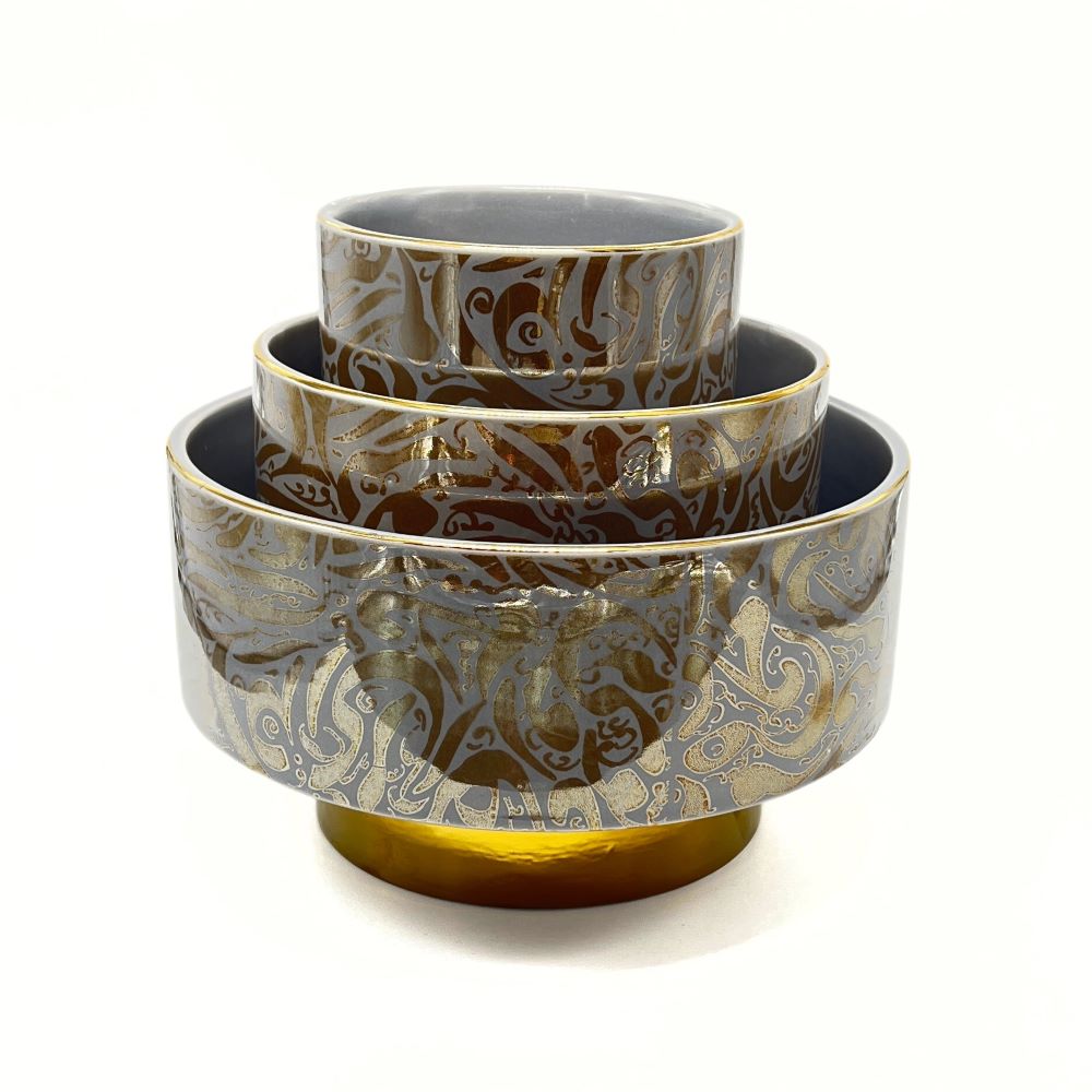Gray Bowl With Golden Base image 6