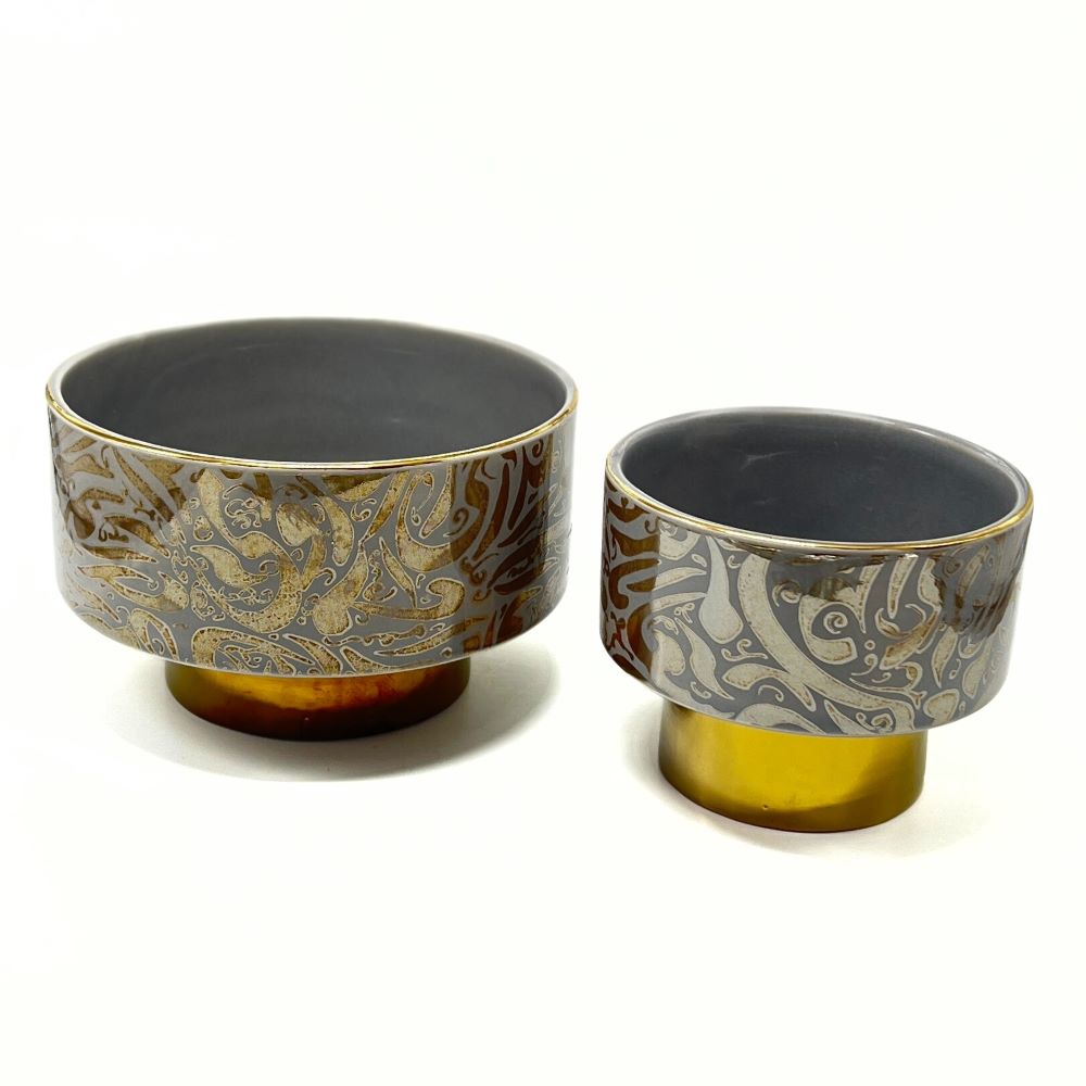 Gray Bowl With Golden Base image 5