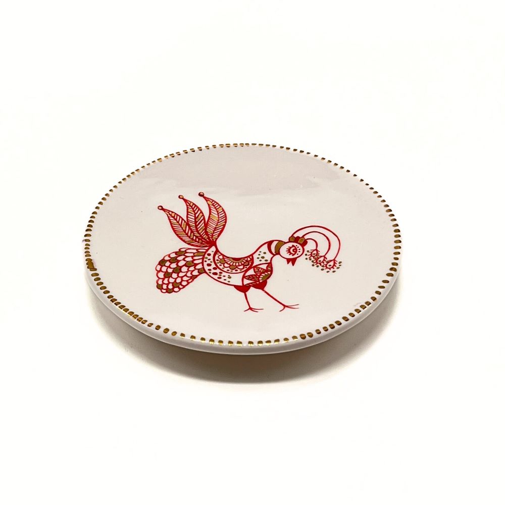 Plate with Red and Gold Bird 4 image 2