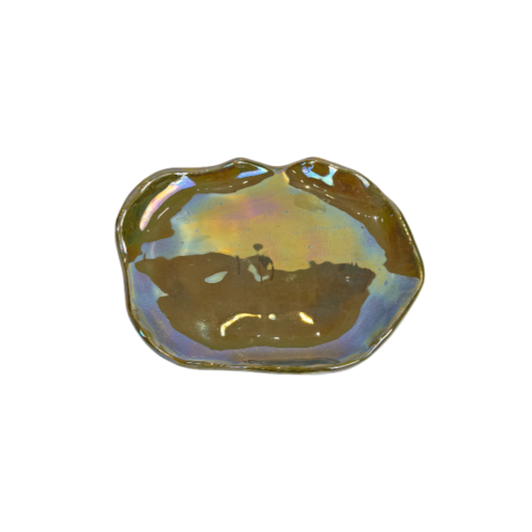 Shiny Ceramic Plates Oval Organic-Shaped - Green image