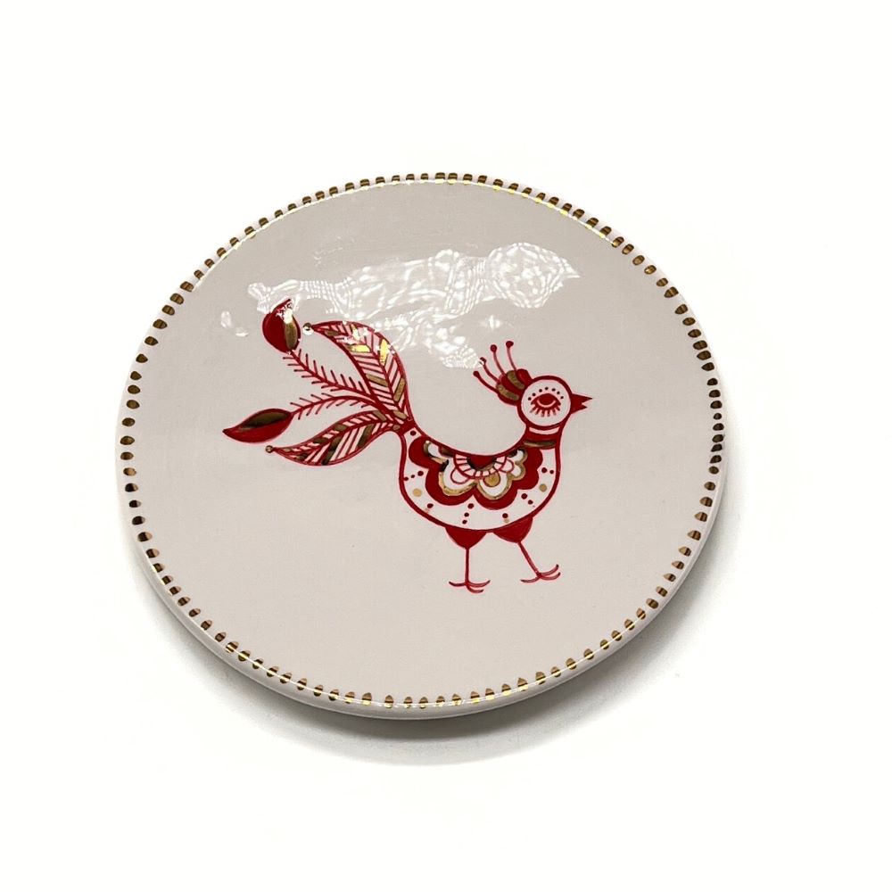 Plate with Red and Gold Bird 3 image 2
