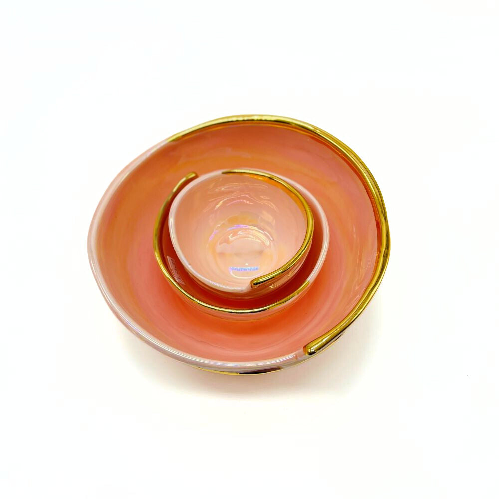 Pink Bowl With Gold Edge image 5