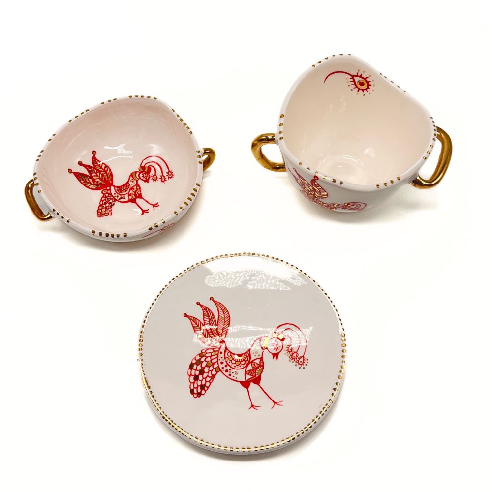 Plate with Red and Gold Bird 4 image 3