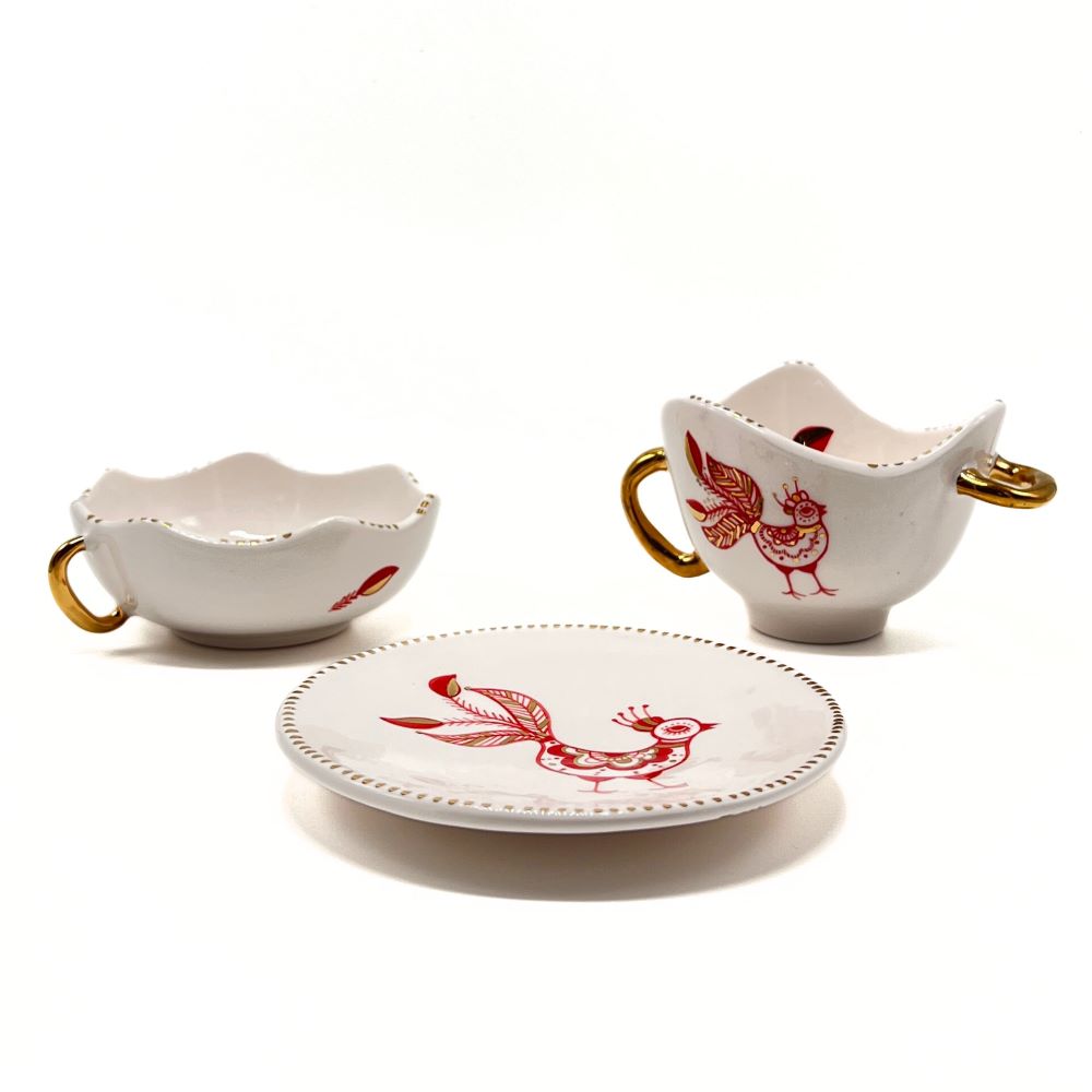 Bowl with Red and Gold bird 3 image 6