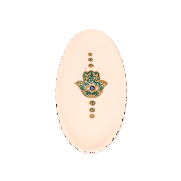 Medium Hamsa Oval Dish - Green image