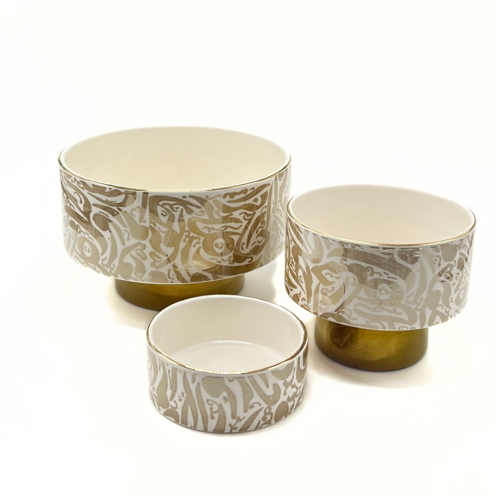 Beige Bowl With Golden Base image 2