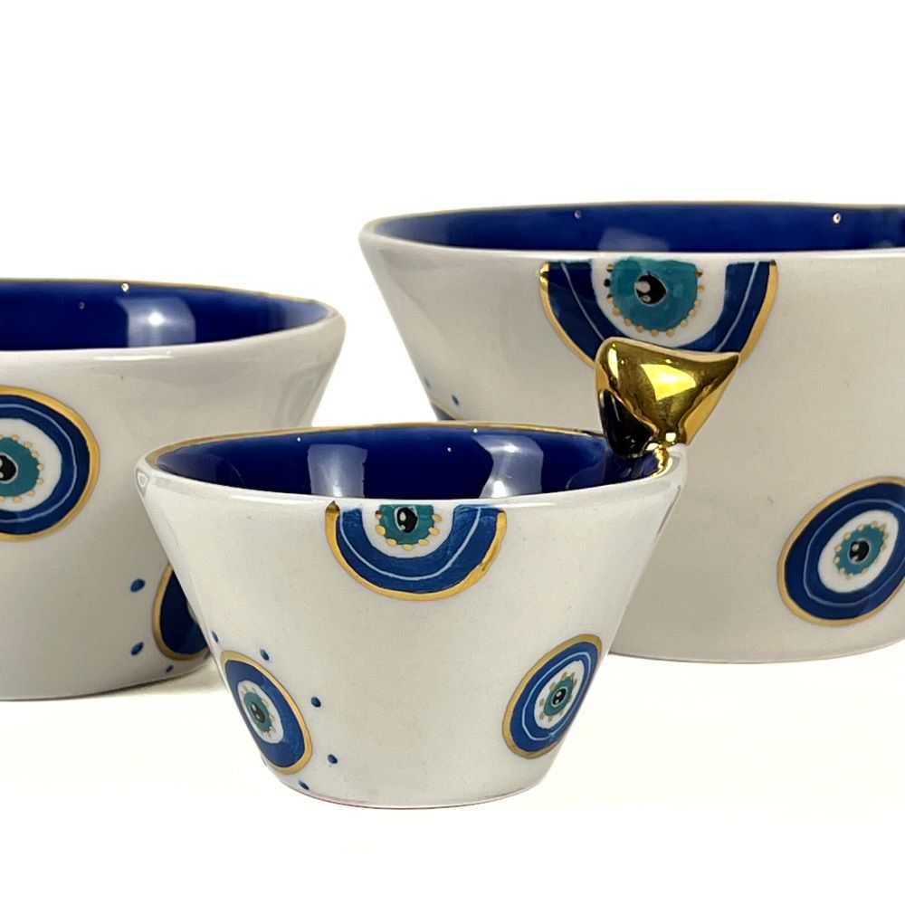 Evil Eye Bowl With Gold Bird image 5