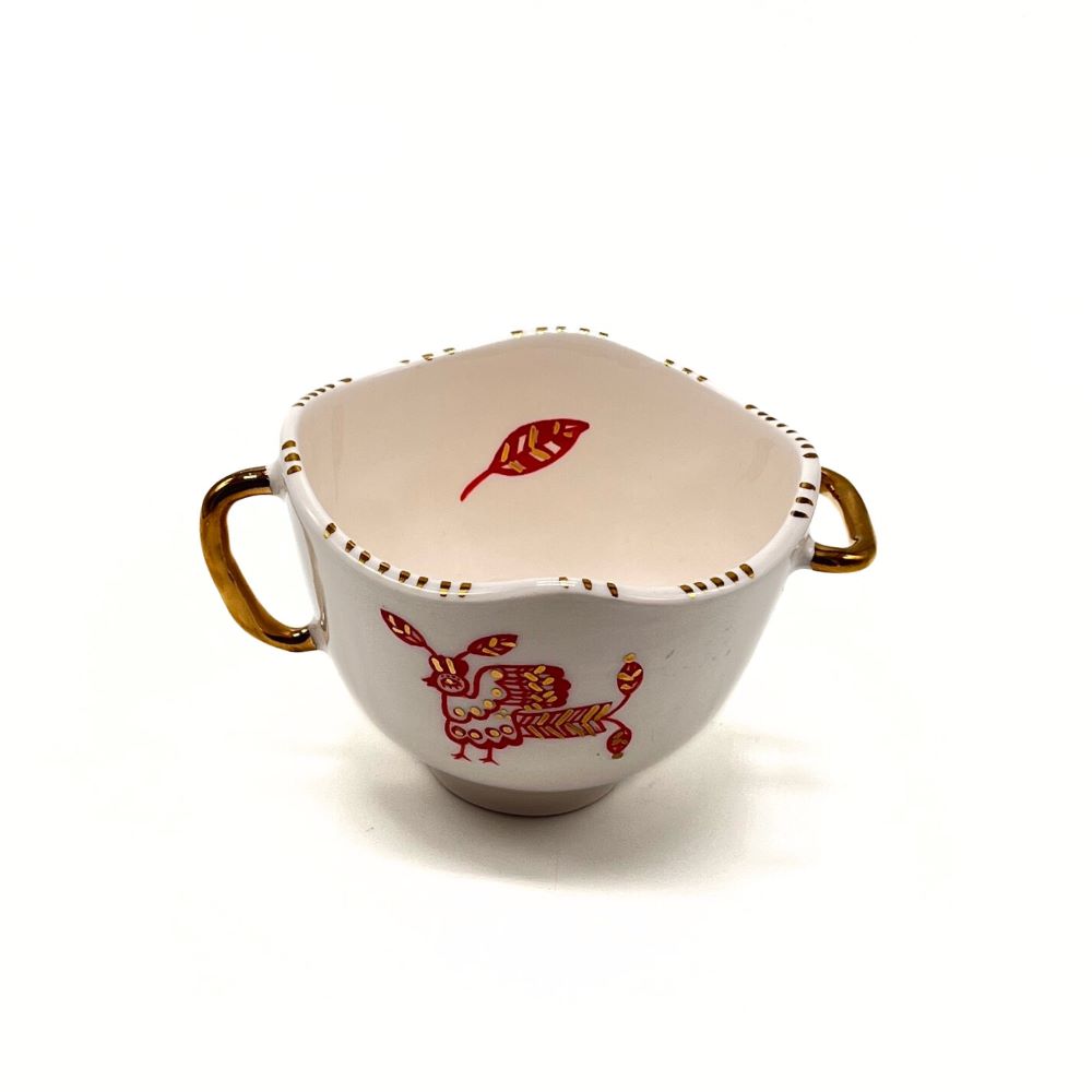Bowl with Red and Gold bird 1 image 1