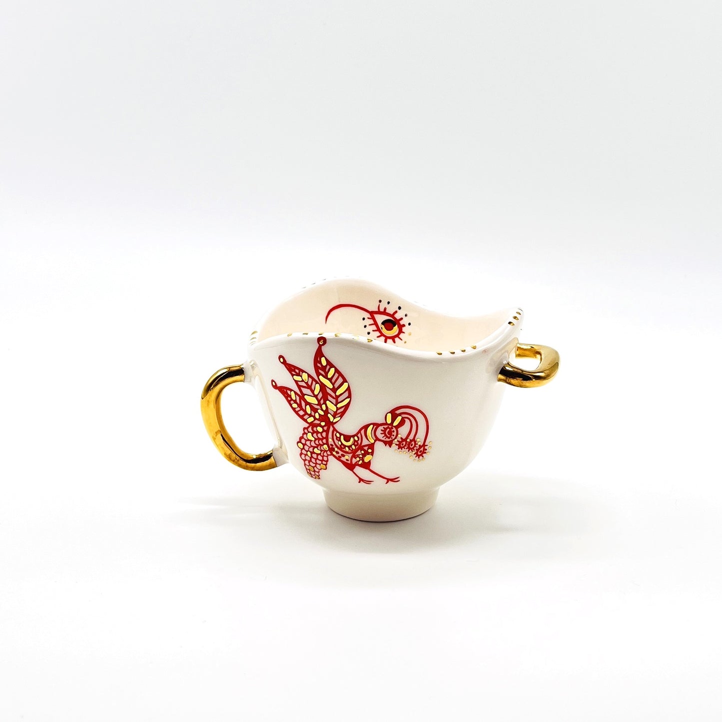 Bowl with Red and Gold bird 4 - Size 1 image