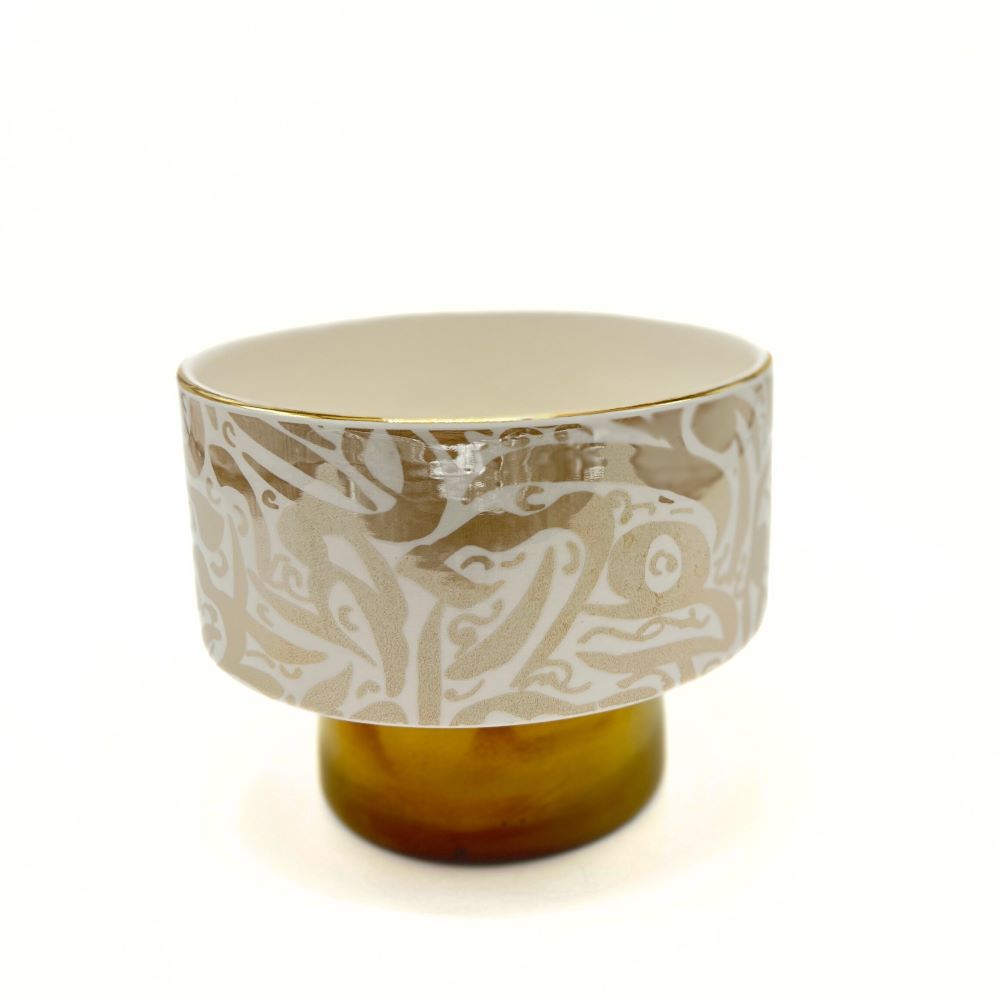 Beige Bowl With Golden Base image 3