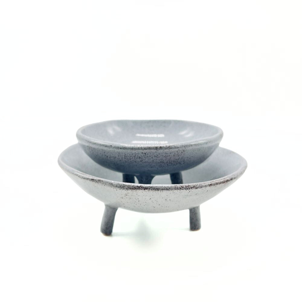 Round Light Gray Dish with Base image 7