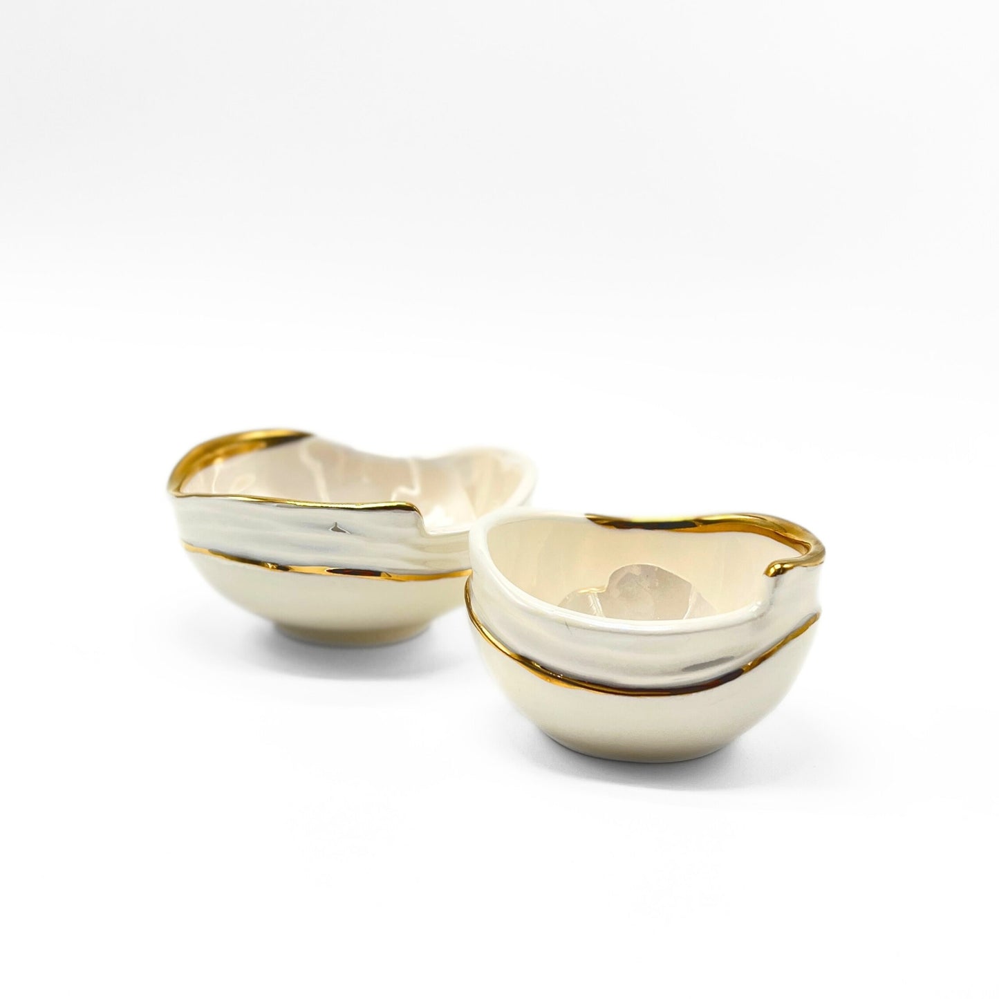 White Bowl With Gold Edge image 4