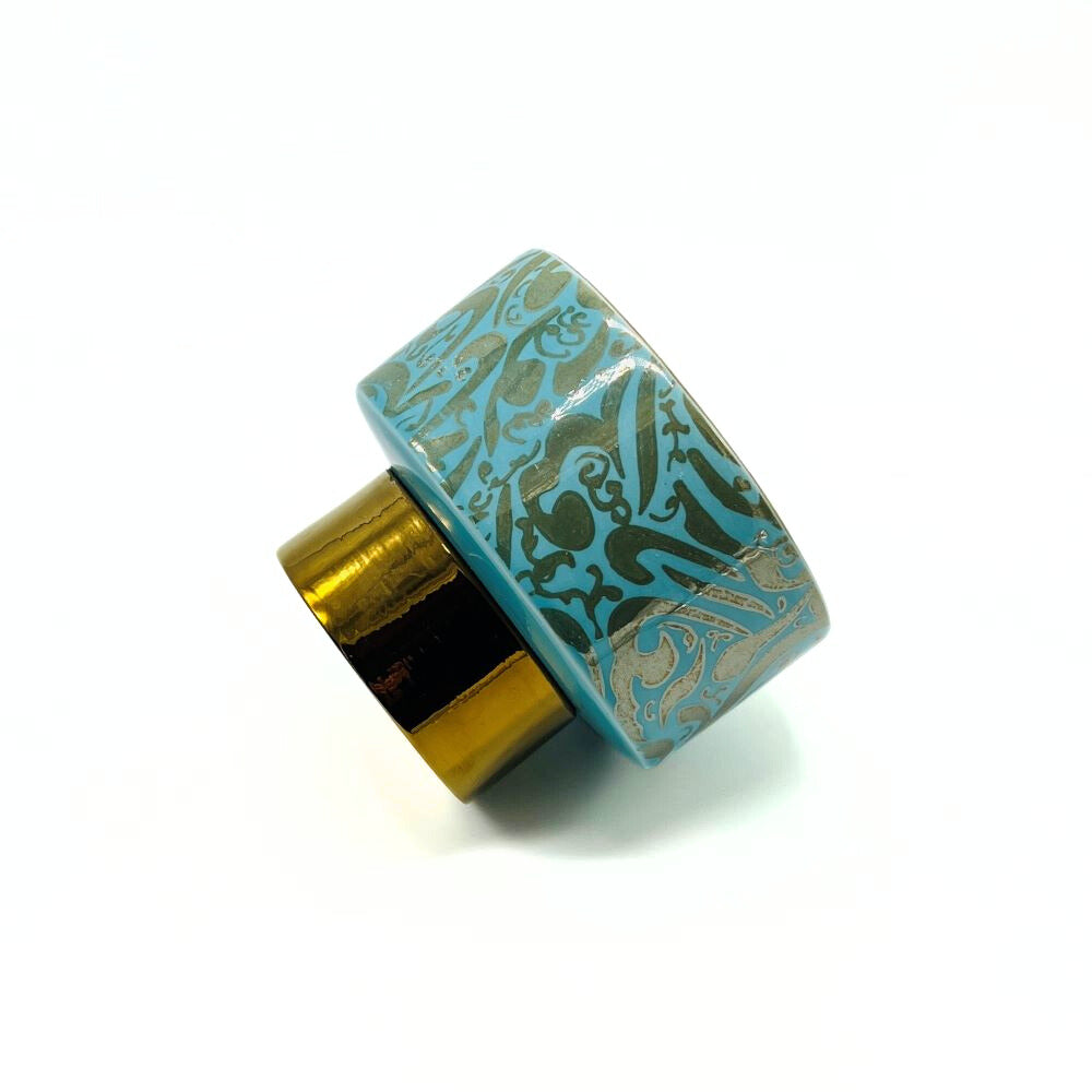 Turquoise Bowl With Golden Base image 3