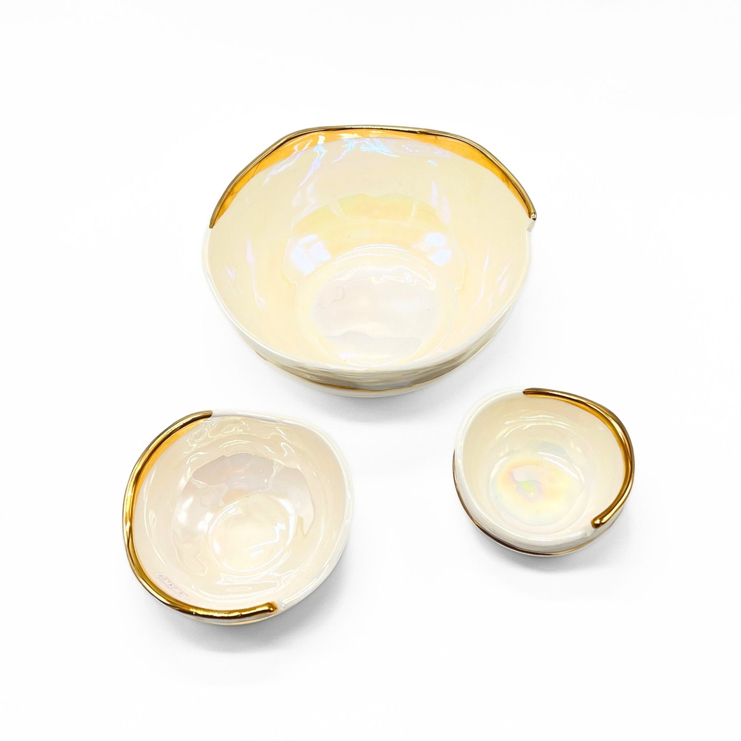 White Bowl With Gold Edge image 3