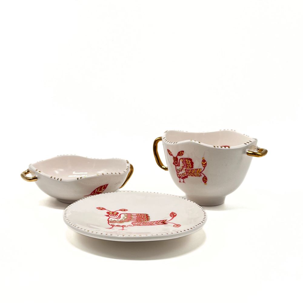 Plate with Red and Gold Bird 1 image 3