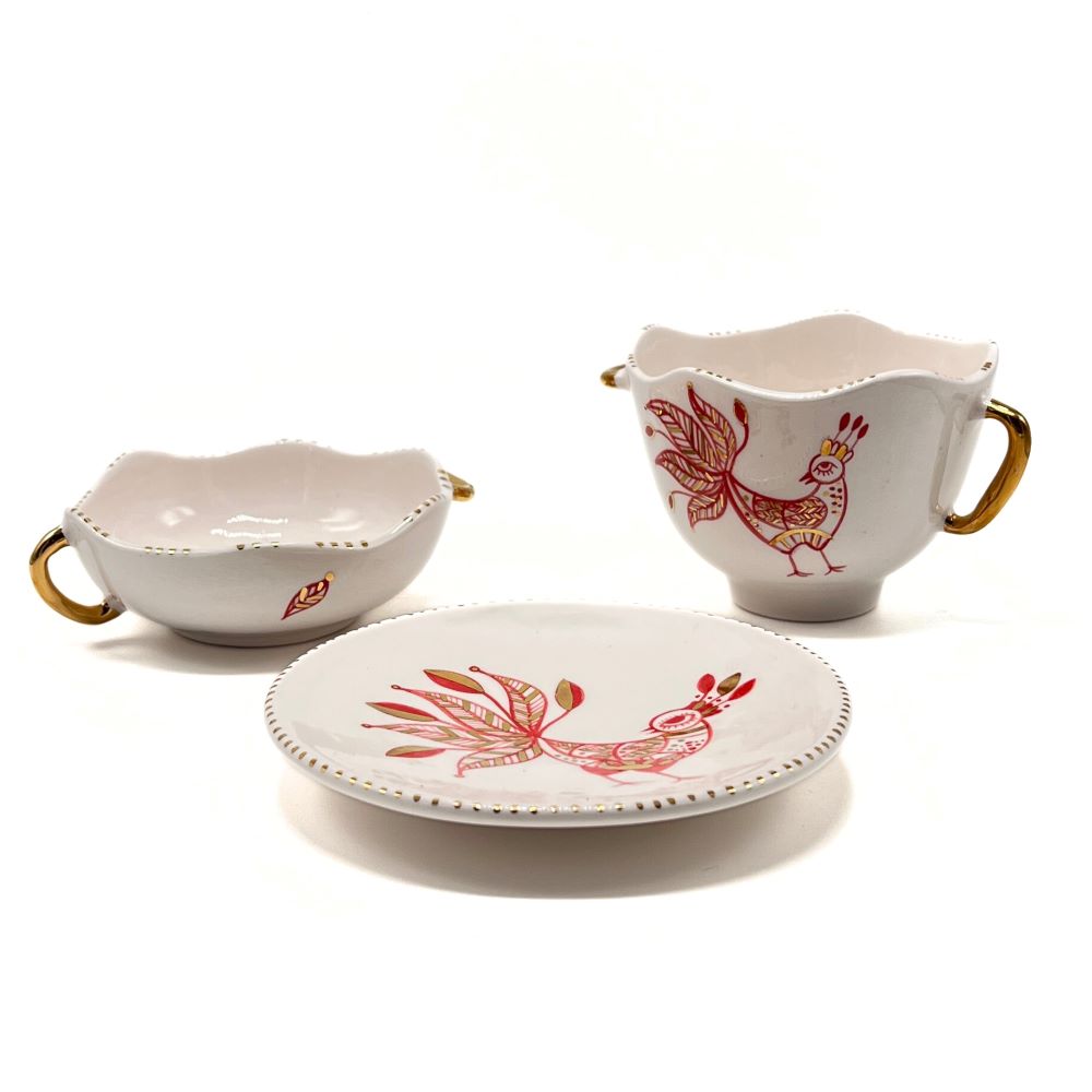 Plate with Red and Gold Bird 2 image 3