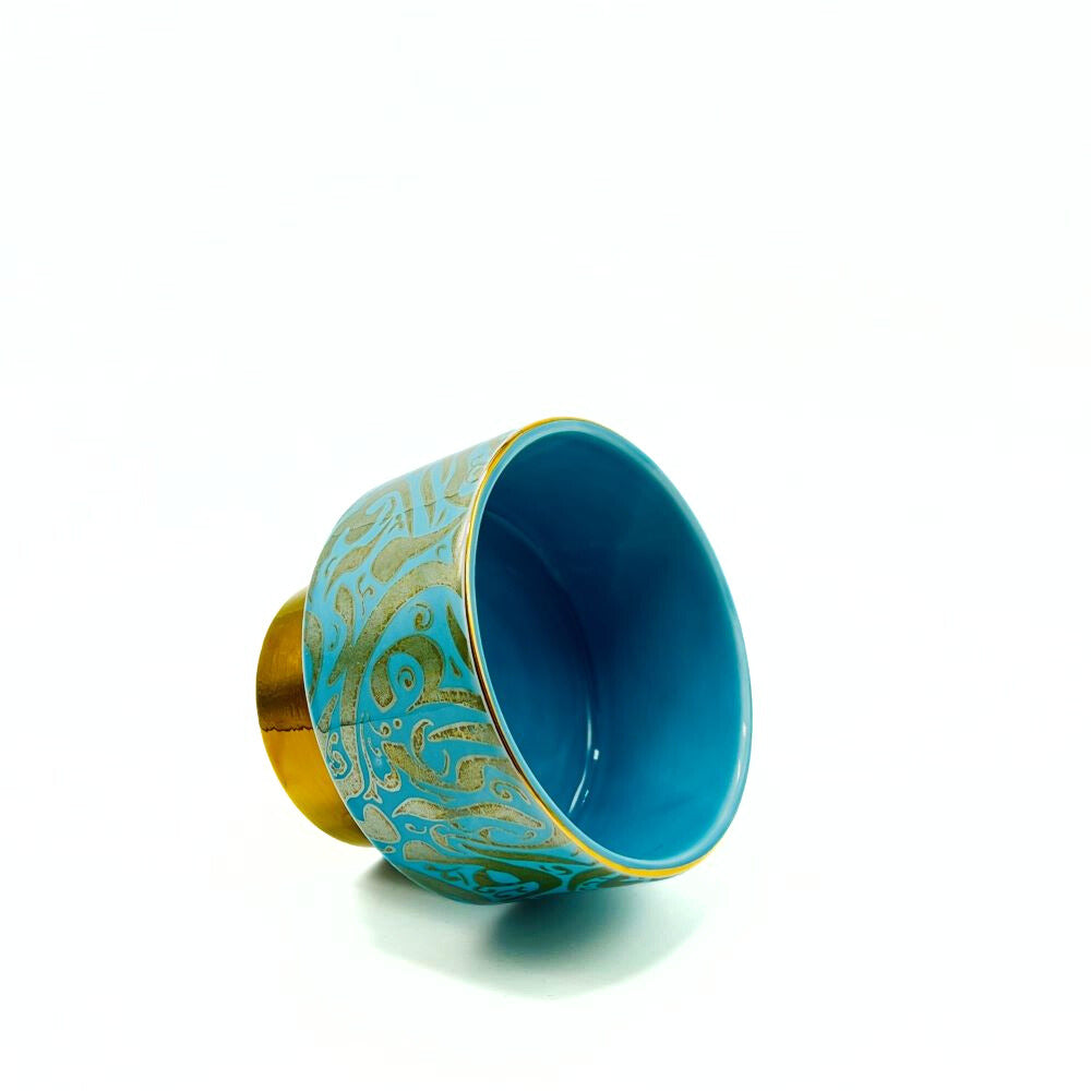 Turquoise Bowl With Golden Base image 4