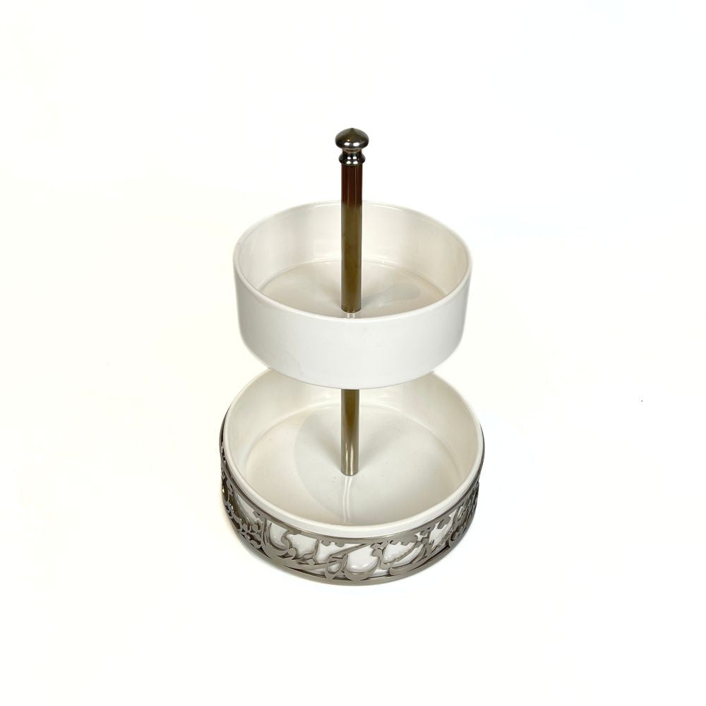 Two-Tiered White Ceramic Dish image 3