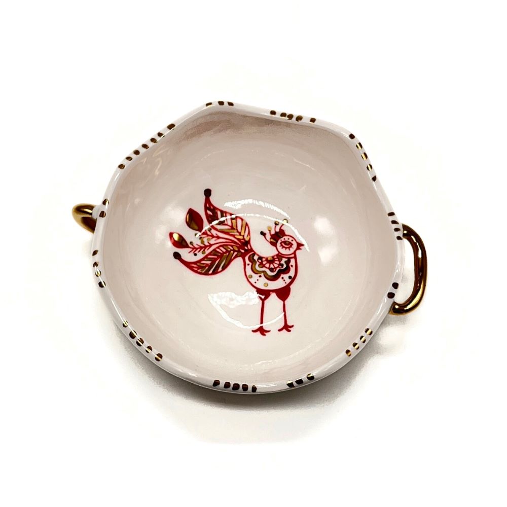 Bowl with Red and Gold bird 2 image 3