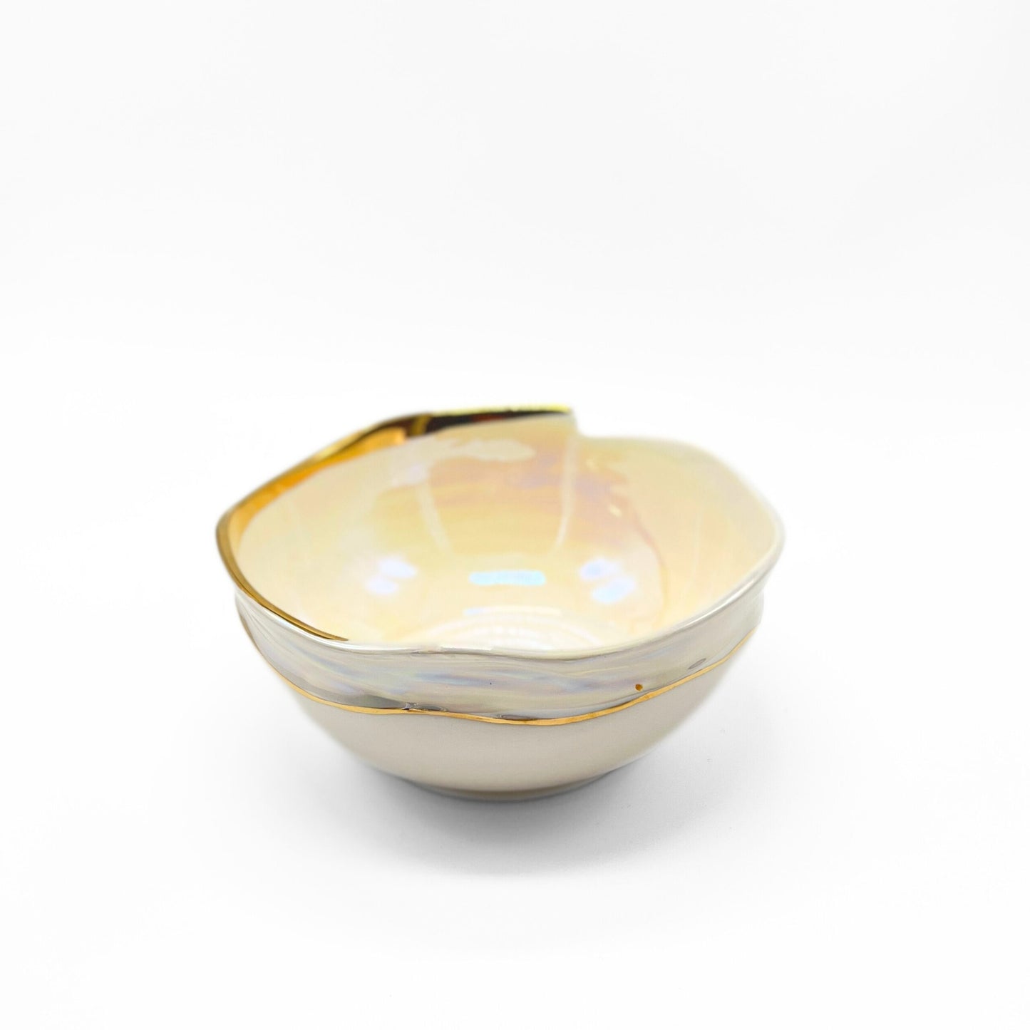 White Bowl With Gold Edge image 1