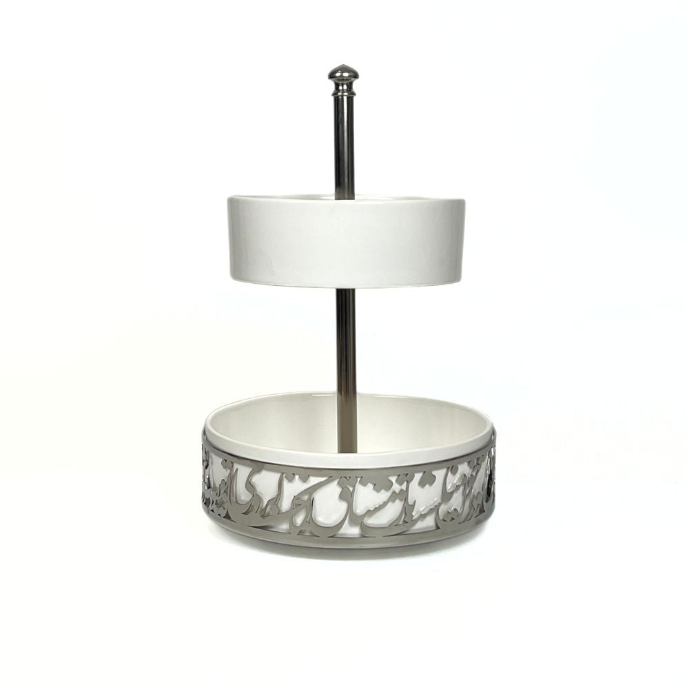 Two-Tiered White Ceramic Dish image 4