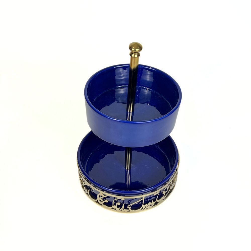 Two-Tiered Dark Blue Ceramic Dish image 3