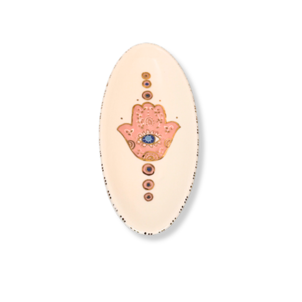 Small Hamsa Oval Dish - Pink image