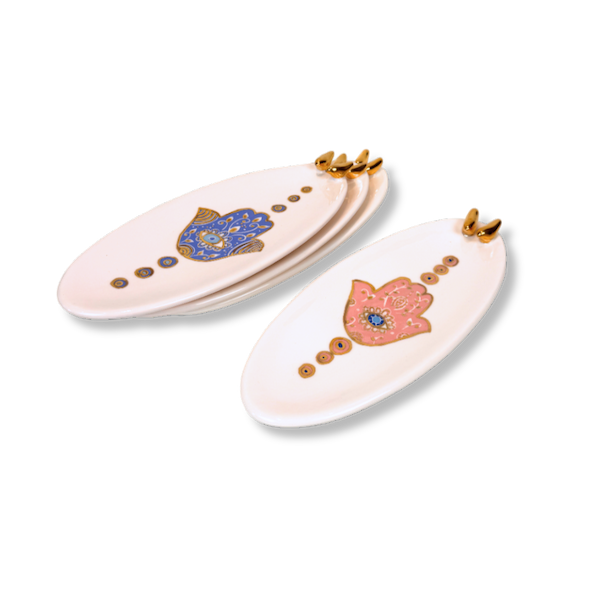 Small Bird Hamsa Oval Dish