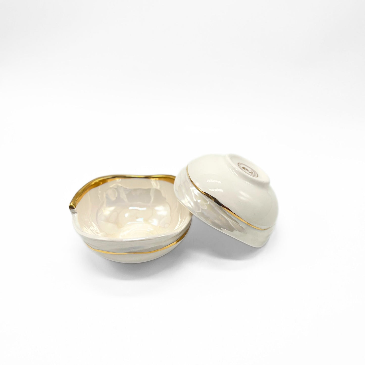 White Bowl With Gold Edge image 6