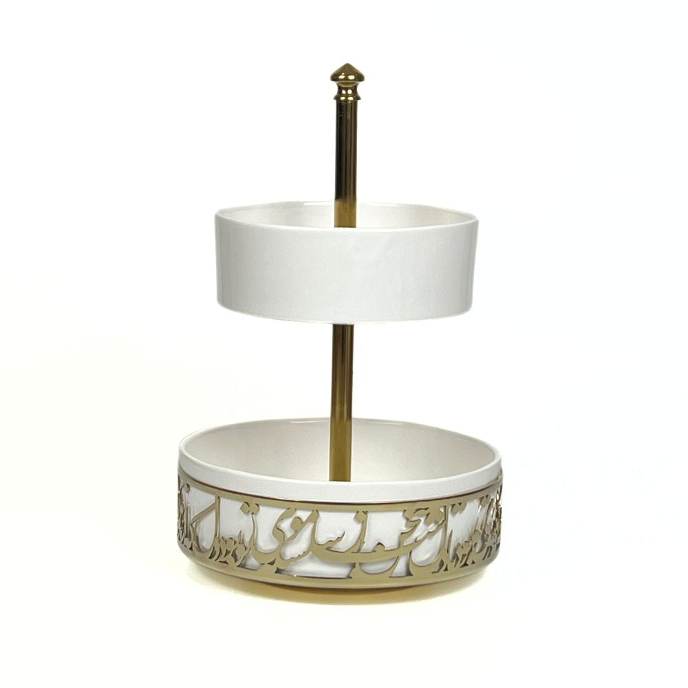 Two-Tiered White Ceramic Dish image 0