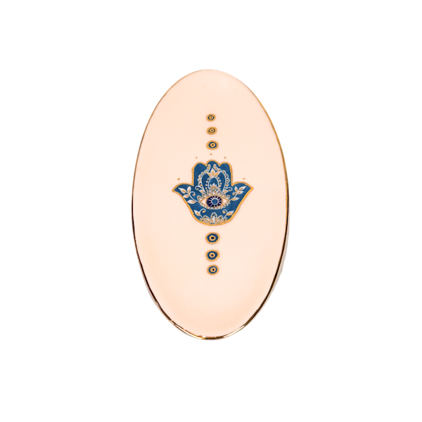 Medium Hamsa Oval Dish - Blue image