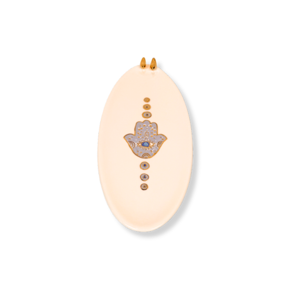 Medium Bird Hamsa Oval Dish - Purple image