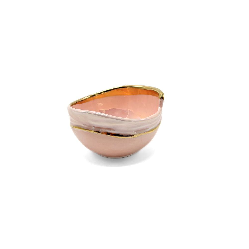 Pink Bowl With Gold Edge image 2