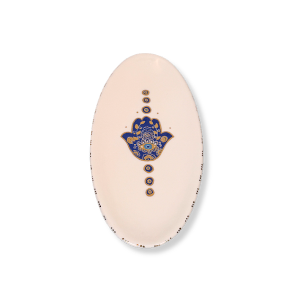 Medium Hamsa Oval Dish - Dark Blue image