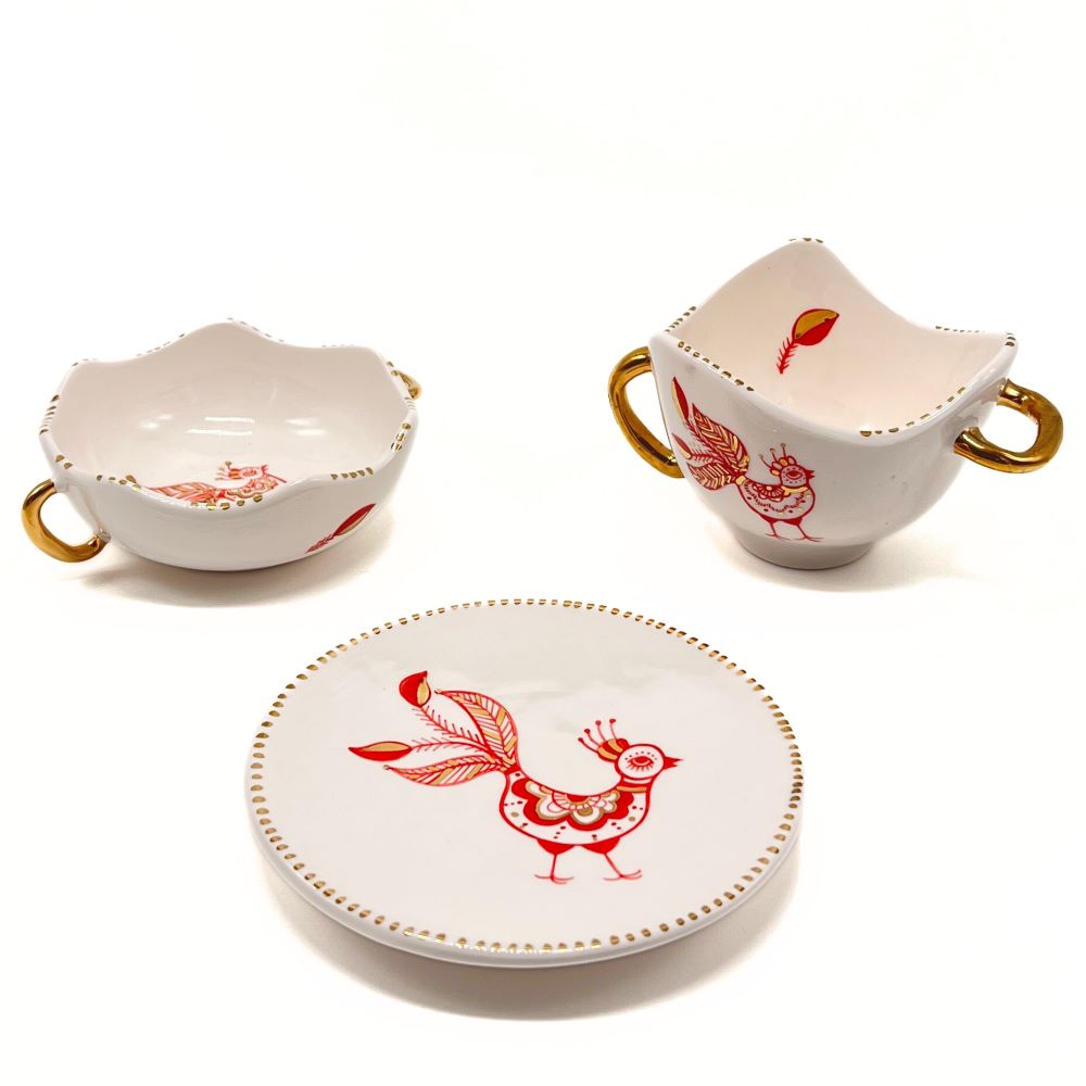 Plate with Red and Gold Bird 3 image 4