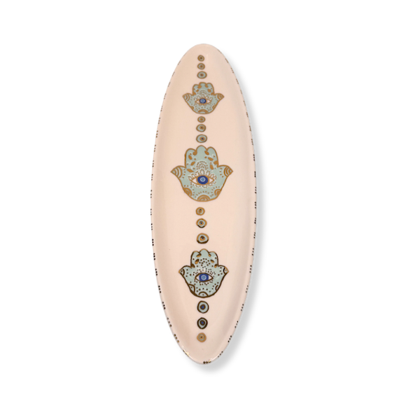 Large Hamsa Oval Dish - Light Green image