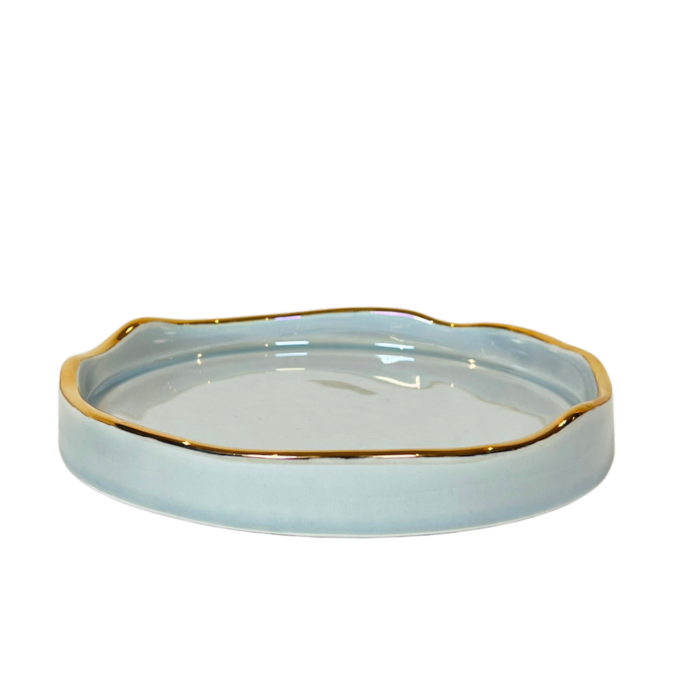 Pearl-Glazed Ceramic Dish