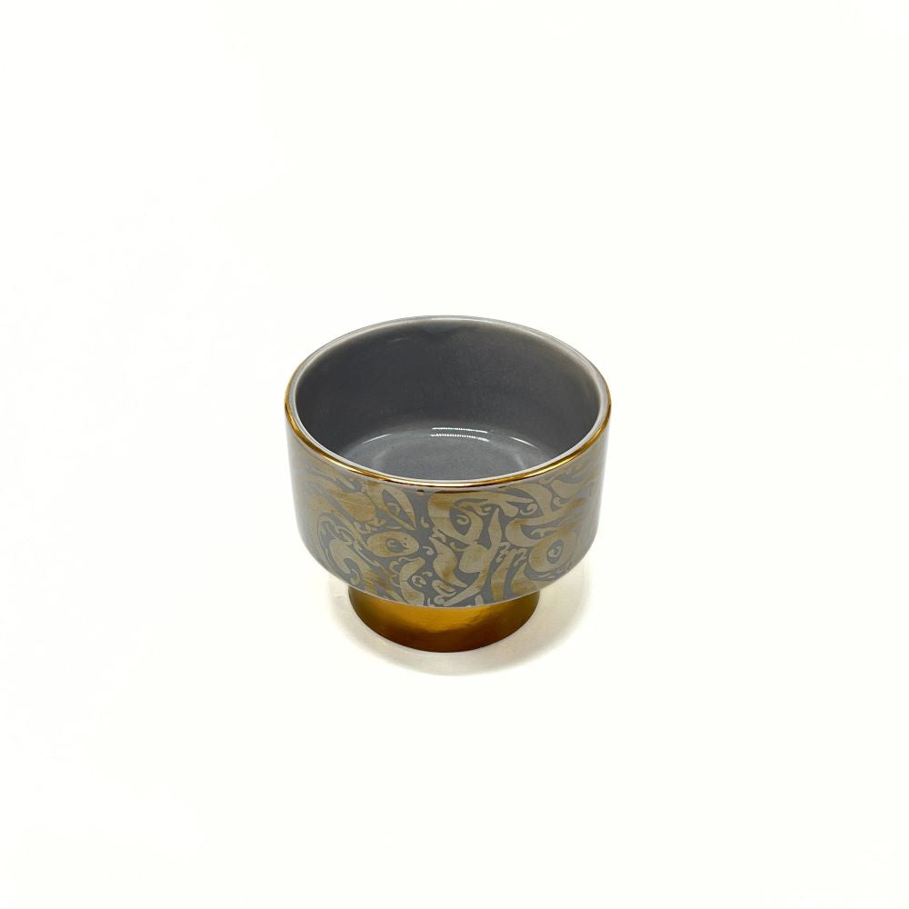 Gray Bowl With Golden Base image 2