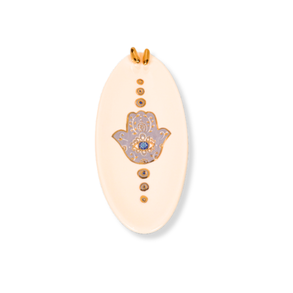 Small Bird Hamsa Oval Dish - Purple image