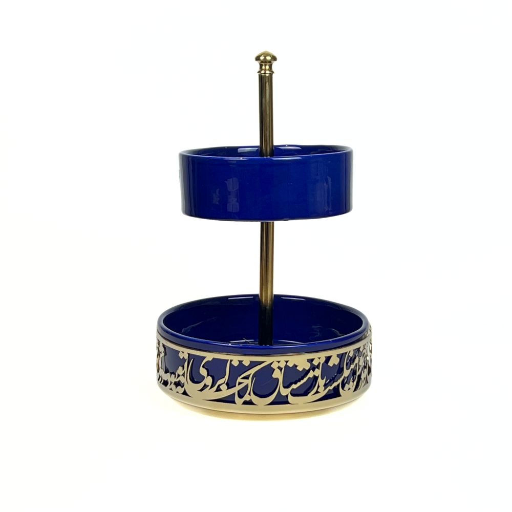 Two-Tiered Dark Blue Ceramic Dish image 2