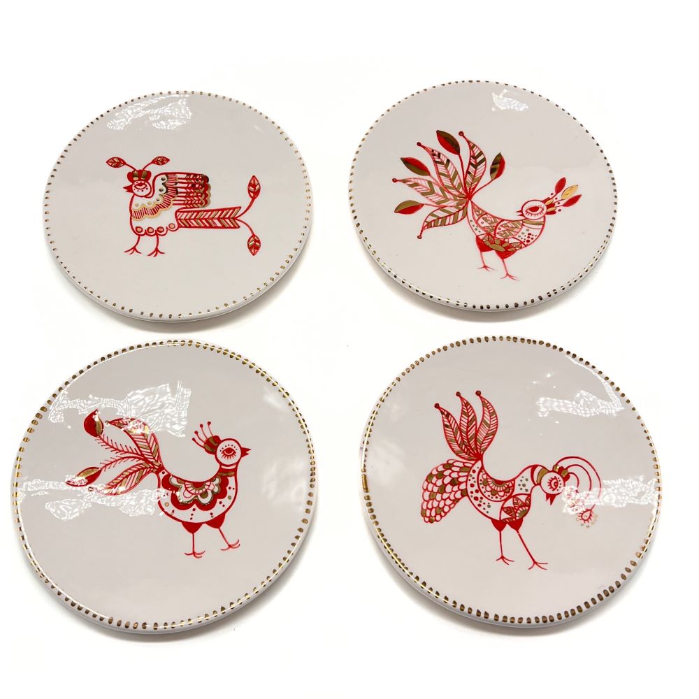 Plate with Red and Gold Bird 4 image 5