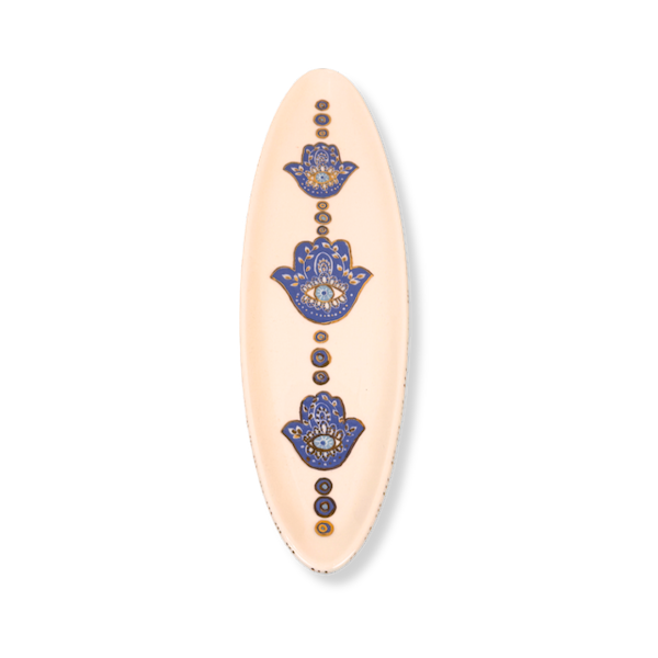 Large Hamsa Oval Dish - Dark Blue image