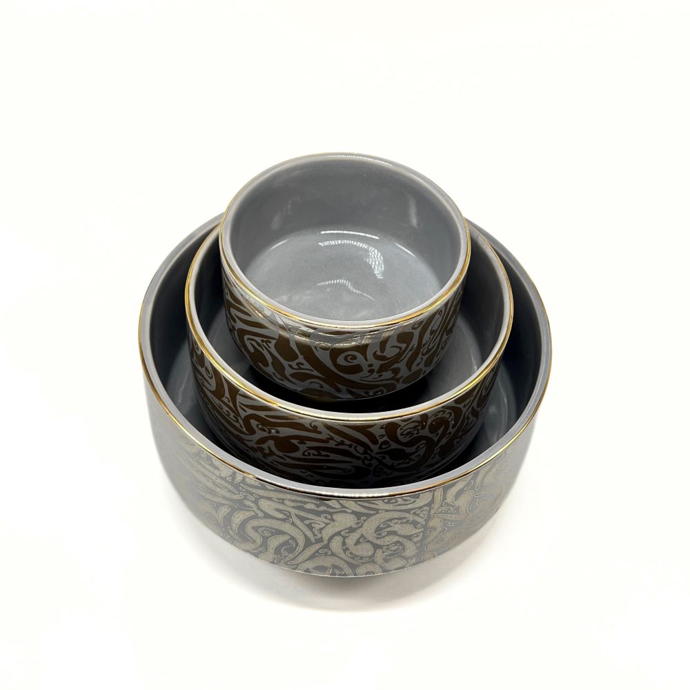 Gray Bowl With Golden Base image 4