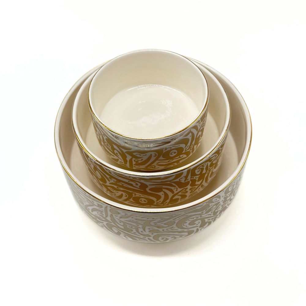 Beige Bowl With Golden Base image 4