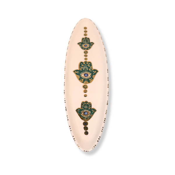 Large Hamsa Oval Dish - Green image